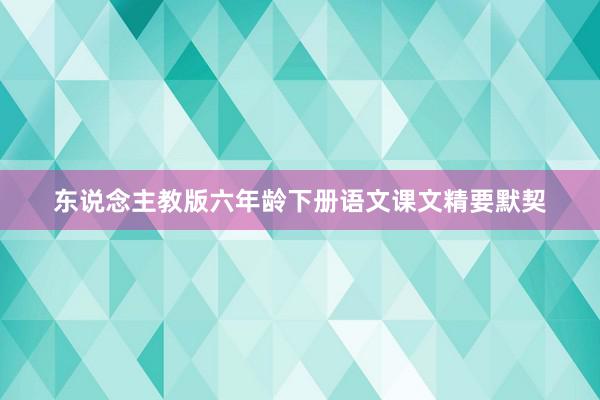 东说念主教版六年龄下册语文课文精要默契